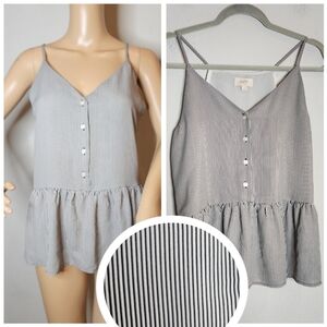 Ann Taylor Loft drop waist peplum flowy sleeveless top. Black white stripe. Smal